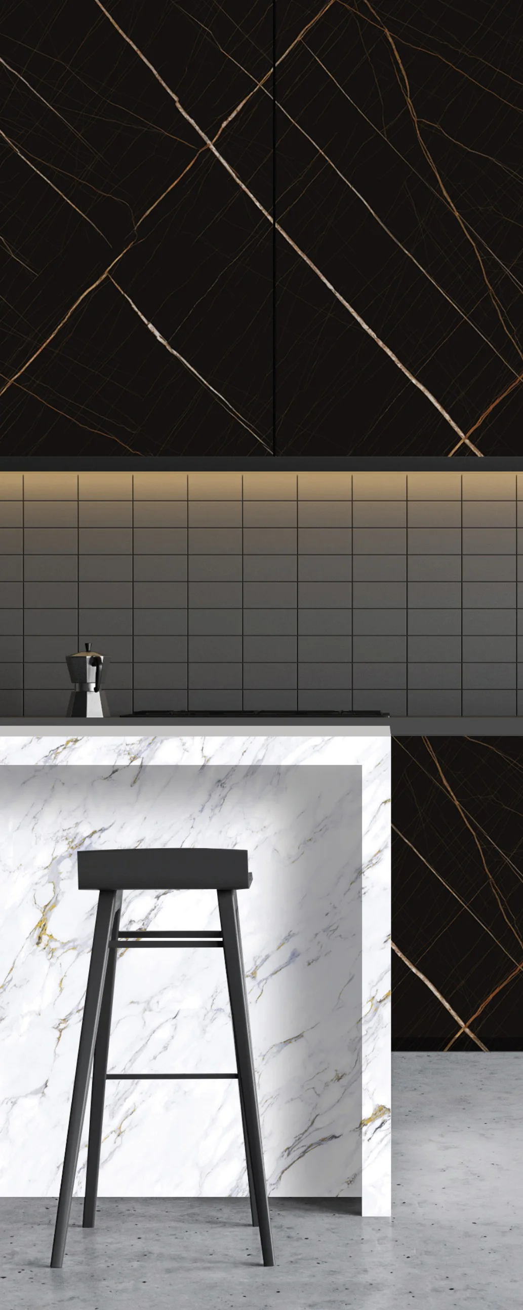 Artis laminate surfaces — marble-look modular kitchen